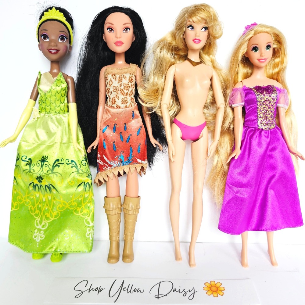 Disney Princess Doll Lot Tiana Pocahontas Aurora Rapunzel 12" Fashion Dolls Toy